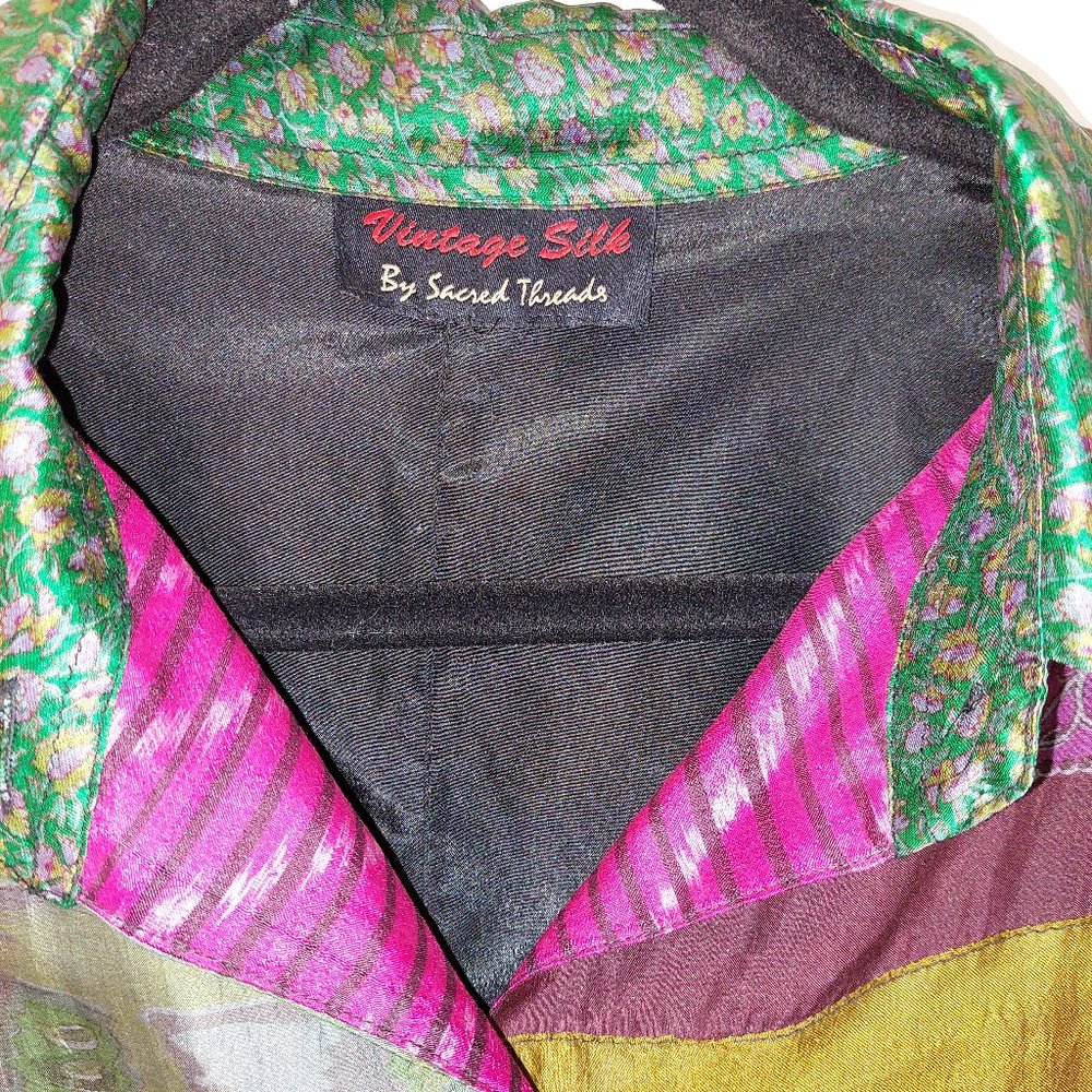 Sacred Threads Boho Vintage Silk Patchwork OOAK Jacket Duster M/L